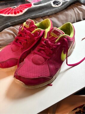 Nike Hot Pink and Lime Running Sneakers